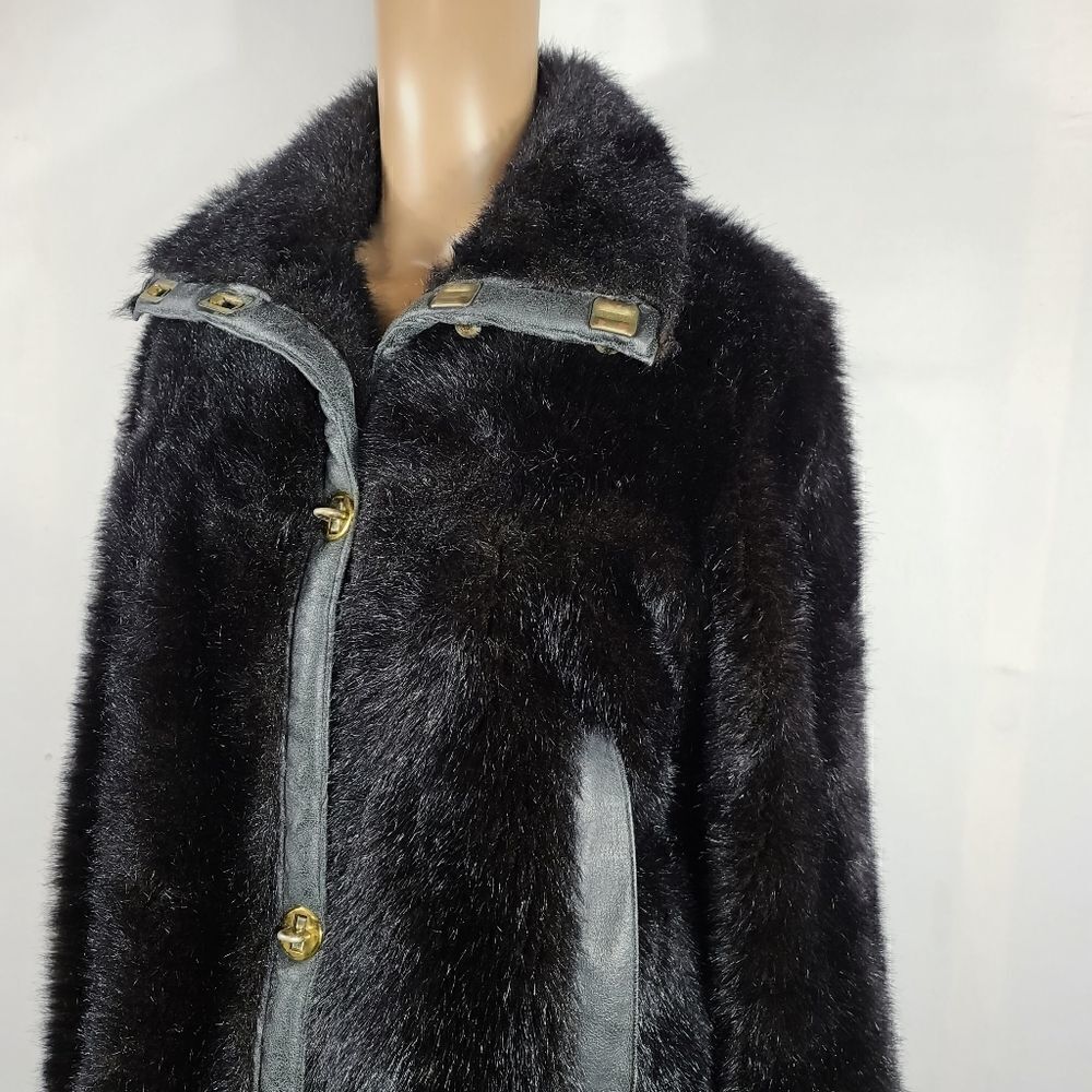 Raincheetahs Naman Vintage 60s Faux Fur Black Coat - Picture 8 of 14